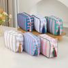 Large Capacity Portable Cosmetic Bag Large Striped Makeup Bag Portable Pouch  Girls