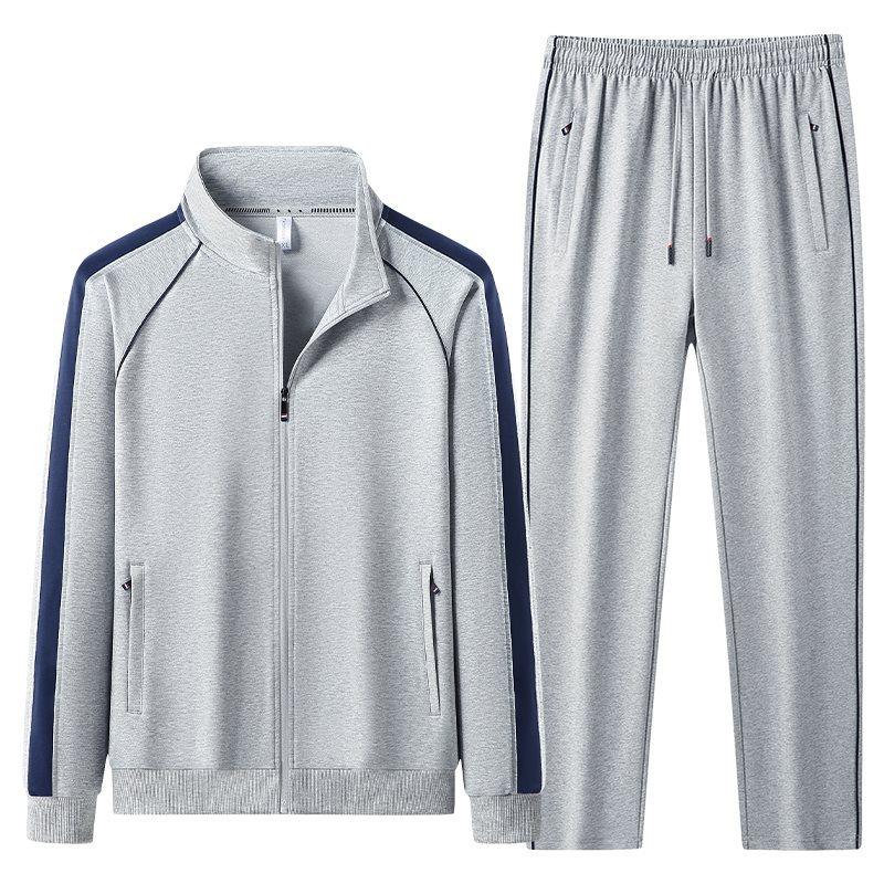 Spring Autumn Men's Tracksuit Cotton Sports Suit Sweatshirt  2-piece Set Middle-Aged And Elderly Casual Cardigan Hoodies Set