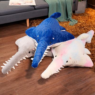 Large Simulated Sawtooth Shark Big Shark Doll Plush Toy Marine Life Blue Shark Whale Doll Rag Doll