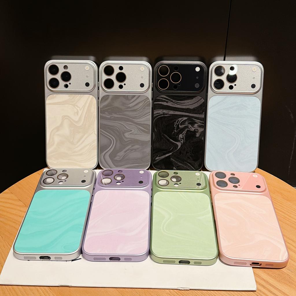 Applicable to iPhone17Promax second change mobile phone case water wave leather pattern AG electroplating matte Apple 16 all-inclusive