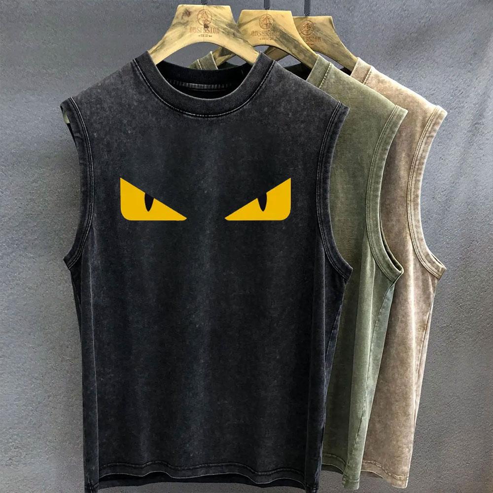 

Vintage Washed Cracked Eye Graphic Oversized Sleeveless Vest Summer Men s Tank Tops Women s Gym Y2k Clothes Summer 3XL