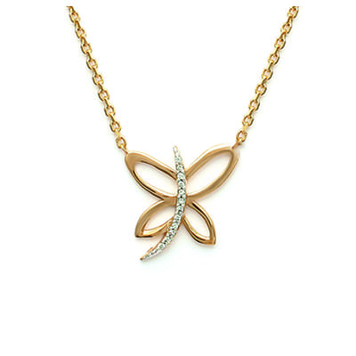 [F4979] - Κολιέ Επιχρυσωμένο 'Ρομαντική Πεταλούδα' λευκό χρυσαφί - 20x20 mm