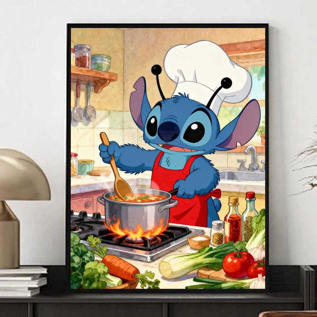 Disney Diamond Painting Kit Handmade Diy 5D Home Decor Gift Unique Stitch Cook Idea with Vegetables and Soup.