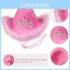 Pink Cowboy Hat With Silver Edge And Crown Feather For Halloween Costume And Celebration