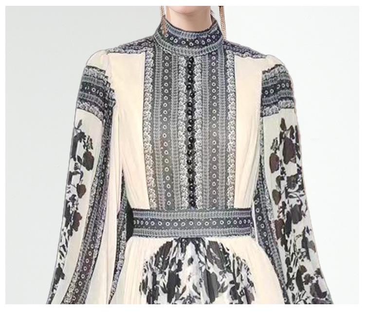 2025 Europäisches & Amerikanisches Floralprint-Falten-Abendkleid