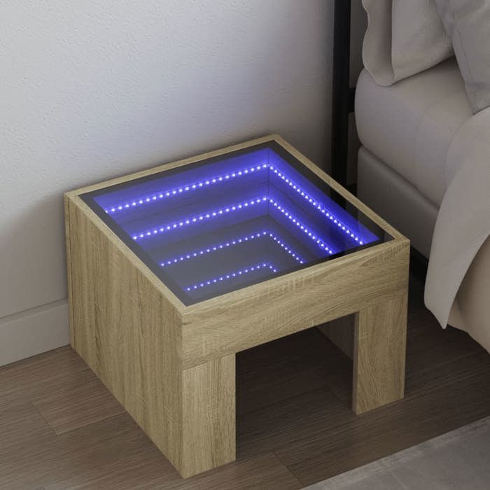 VidaXL Table de chevet avec LED infini chêne sonoma 40x40x30 cm 3284072