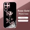 Rose Golden Pattern Pink Metallic Tempered Glass Phone Case For iPhone 17 16 15 14 13 12 11 Pro Max 15 Plus 17 Air 17E Cover