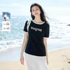 Qiushuiyiren Women's Color Block Print T-shirt