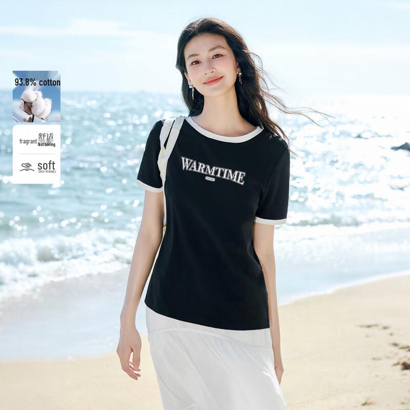 Qiushuiyiren Women s Color Block Print T-shirt M