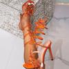 Fashion Sexy Peep Toe Crystal Butterfly-knot Ankle Strap Sandals Woman Stiletto High Heels Banquet Party Pumps Shoes