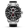 Watch Men'S Fashion Sports Three-Eye Timing Leather Versatile Men'S Quartz Watch 2081