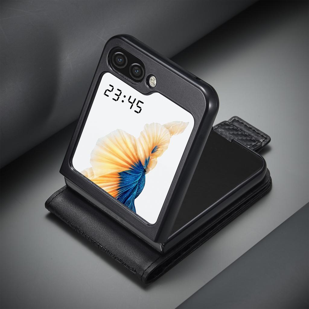 Carbon Fiber Leder Fall Für Samsung Galaxy Z Flip 5 4 3 5G Flip5 Flip4 Flip3 Z Falten 3 4 5 magnetische Flip Brieftasche Karte Halter Telefon Tasche Etui