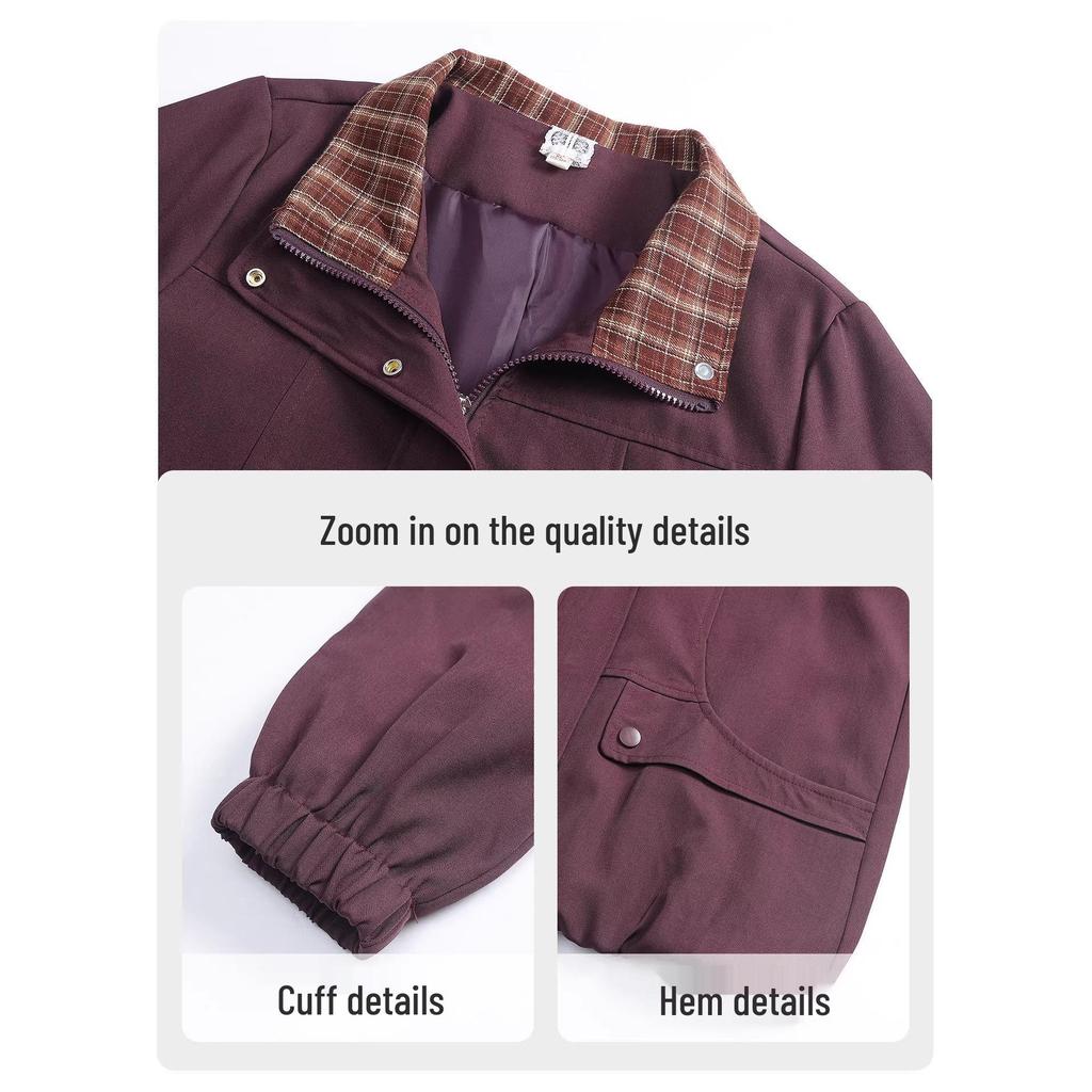 Plus Size Women's Lapel Maternity Coat, Spring/Autumn Jacket for Middle-Aged & Elderly, 50s-60s Fashion.
