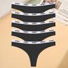 FINETOO 5pcs/Set Sexy G-String Low Waisted Sexy Antibacterial Bag Buttocks Underwear for Women Simple and Comfortable Breathable Letter