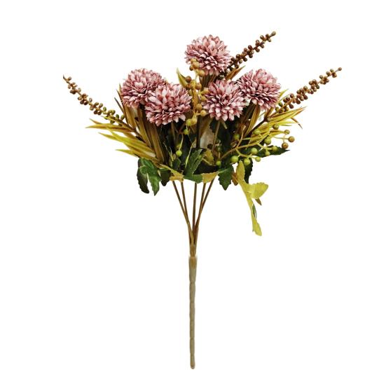 Artificial Flower Ball 5 Head Realistic UV Resistant Fake Chrysanthemums