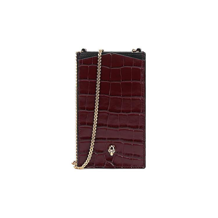 

Новая кожаная сумка на плечо Alexander McQueen, сумка через плечо, чехол для мобильного телефона женская бордовая 6320351JMHG6055 9.4*3.0*16.5CM