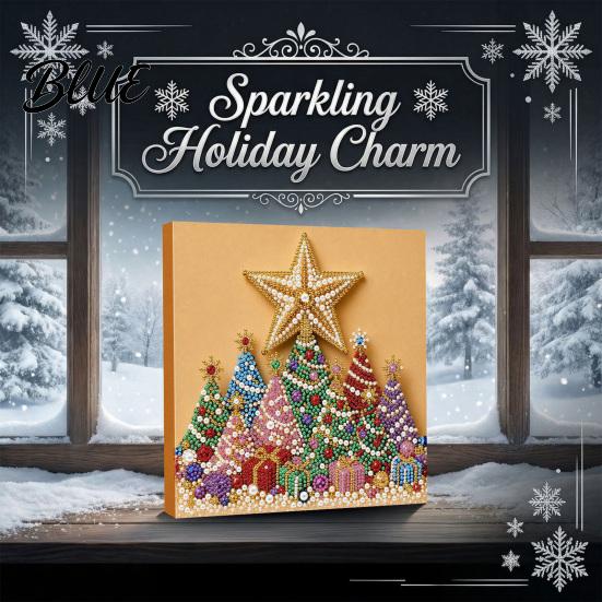 Handmade Faux Pearl Craft Kits Christmas Art Kit DIY Santa Tree Painting Creative Home Decorations 3D Holiday Wall Decor Kit for Adults Gift