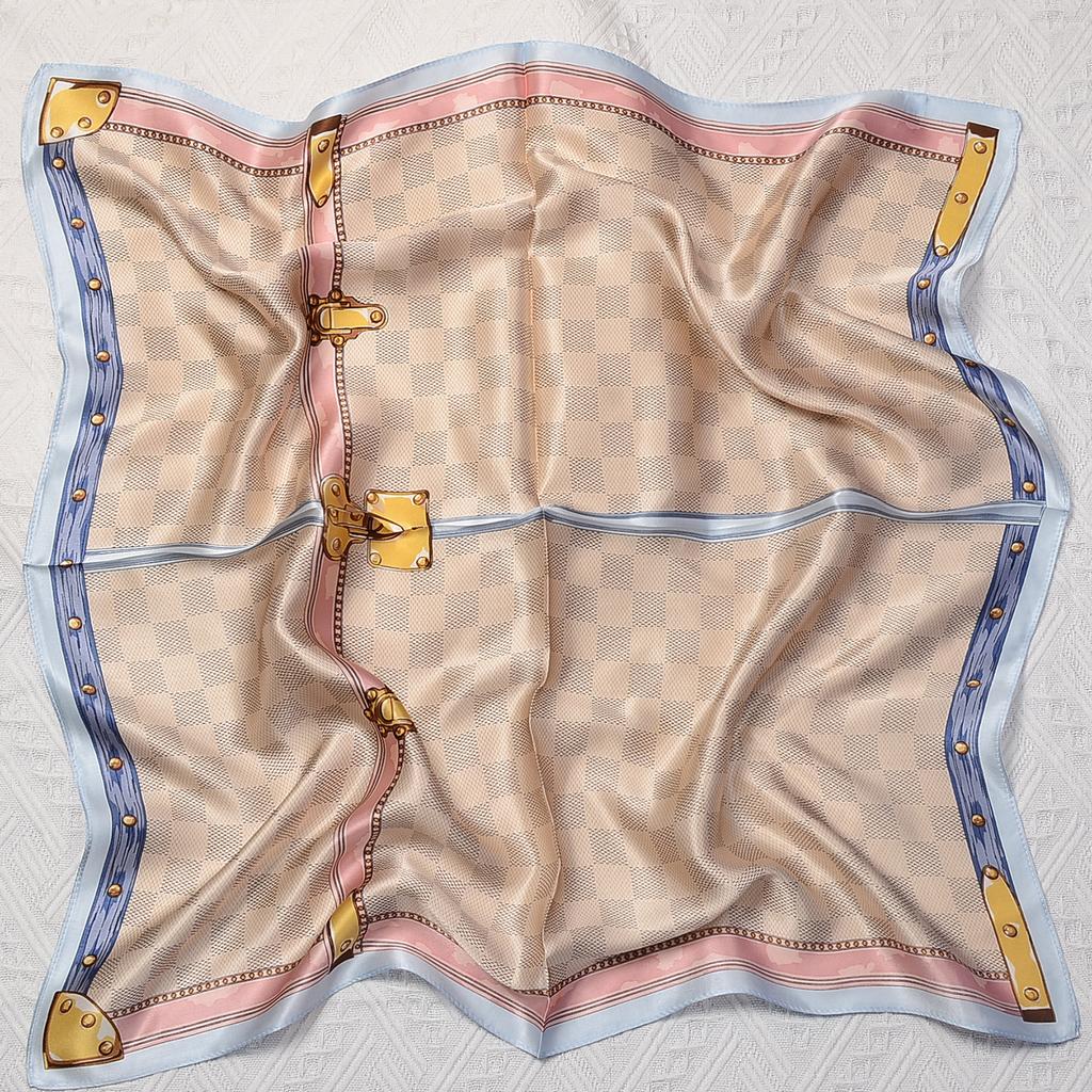 Silk silk scarf women's black Sigongge versatile 71cm square scarf high-end scarf small scarf summer retro