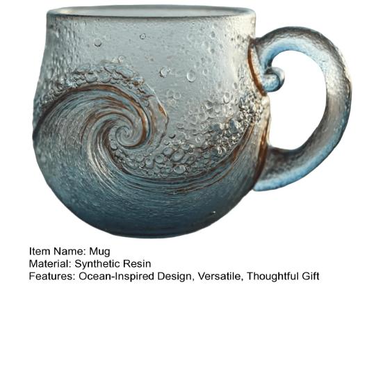 Ocean Themed Resin Mug Handmade Coffee Tea Mug Colorful Gradient Art Craft Cup Unique Gift for Home Office Use