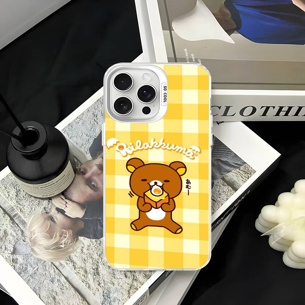 

Rilakkuma Relaxed Bear Phone Cover For IPhone 16 15 14 13 12 11 17 Pro Max Plus Color Silver Shell iPhone 12pro max