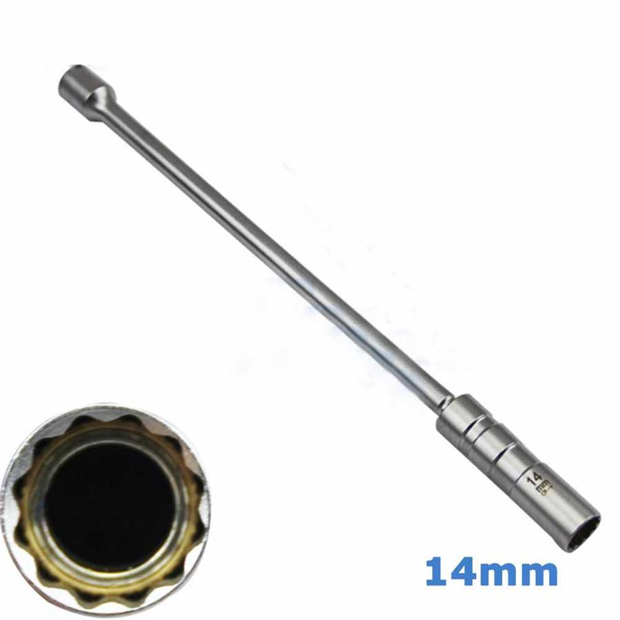 14mm 3/8" Ignition Spark Plugs Removal Tool 305mm Lengthen Chrome Steel 1PCS
