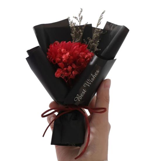 Mini Artificial Soap Flower Bouquet Faux Carnation/Sunflower Baby Breath Flower Arrangement Valentine's Day Gifts for Women Best Friend Girlfriend