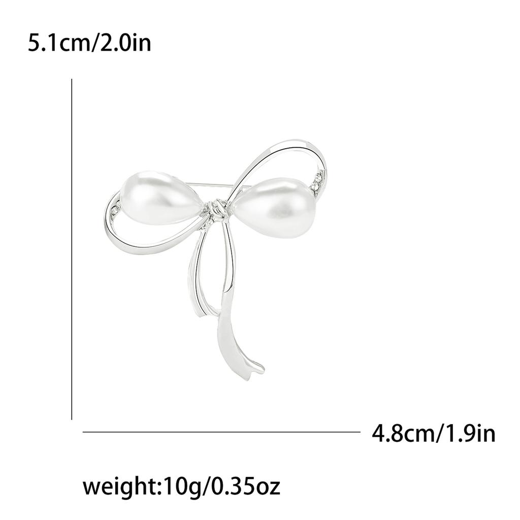 High-End-Mode Legierung Perle Schleife Form Brosche Temperament Einfache Damen Kleidung Corsage Schmuck Pin