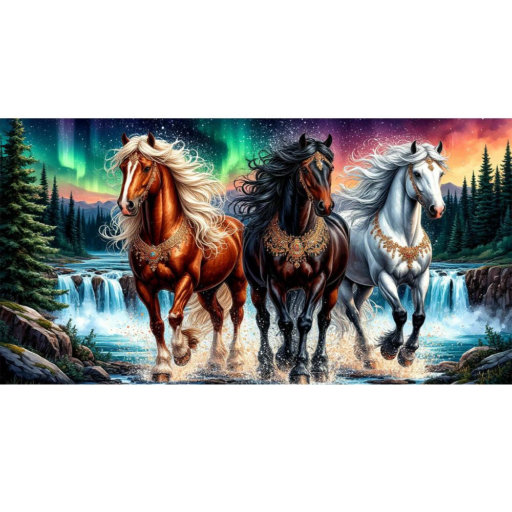 

Large Size Mosaic DIY Full Diamond Painting Kits Art Beautiful Forest River Horse Embroidery Cross Stitch Rhinestones square 50x100cm дубильна кора