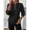 2024 Women's Loose Casual Hoodie Long Sleeve Solid Color Textured Tops Half Open Collar Autumn Winter Fashion