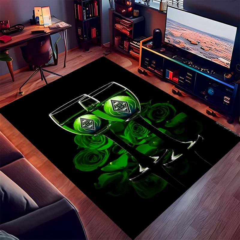 1pc Borussia Monchengladbach Logo Print Area Rug - Soft,Washable Non-Slip Indoor Mat for Office Chairs,Living Room,Home Office Decorative Rug