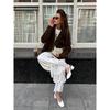 Linad Vintage Loose Lace Pencil Pants For Women White Elegant Elastic Waist Trousers Street Chic Ankle Length Pants 2025 Summer