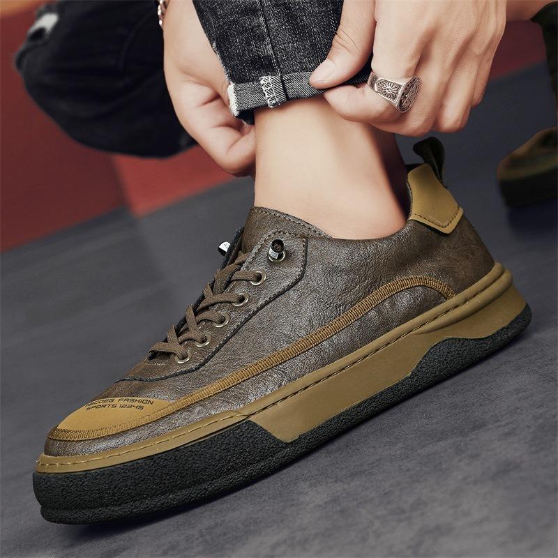 High Quality Leather Casual Shoes for Men Flats Sneakers Luxury Brand Men Tennis Shoes Office Footwear Trend Platform Men‘s Shoe