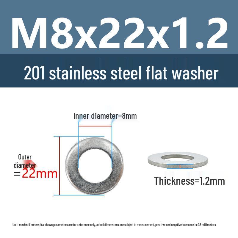 Yigu Oversized Thickened 201 Stainless Steel Flat Washers for M3, M4, M5 Industrial Use