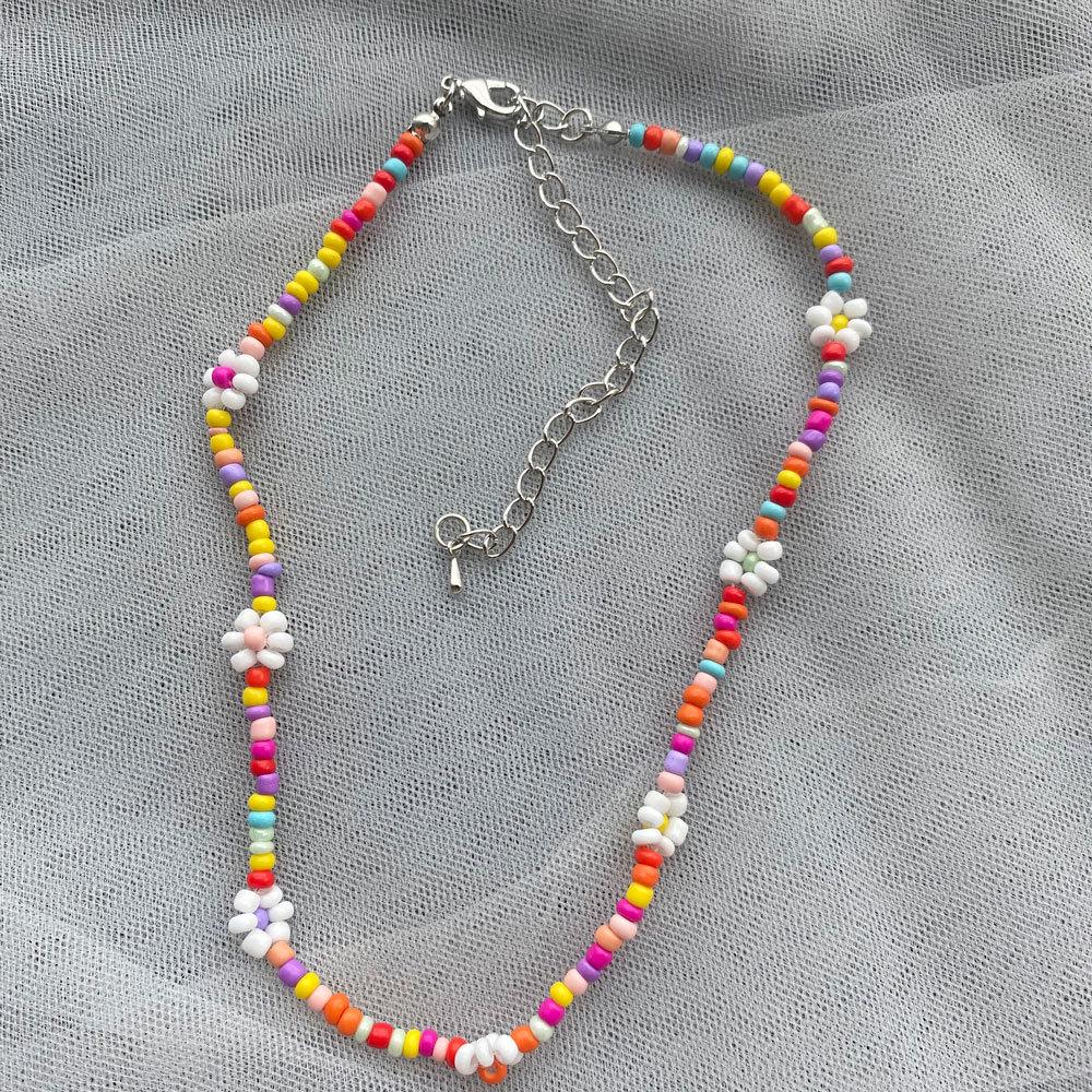 Bohemia Style Colorful Flower Beads Necklace for Women Girls Summer Vacation Decorations Necklace Beach Party Jewelry Gifts New