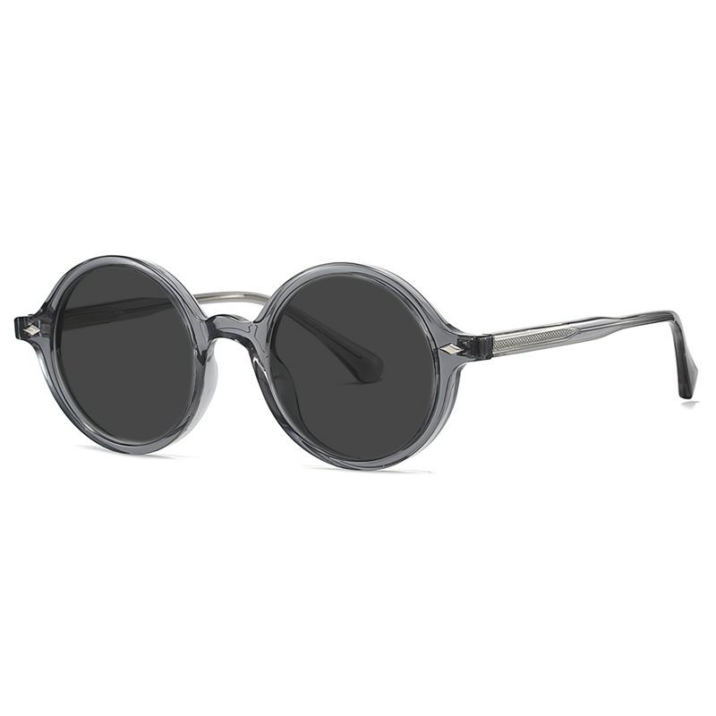 Fashion TR90 Round Big Frame Myopia Optical Prescription Gray Sunglasses For Women Men Driving Fishing Retro Sunglasses 0 To-6.0