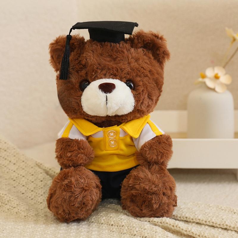 23cm Cartoon Teddy Bear Plush Toy Graduation Gift Stuffed Doctor Cap Graduation Bear Cartoon with Doctorial Hat Bachelor Bear 23cm