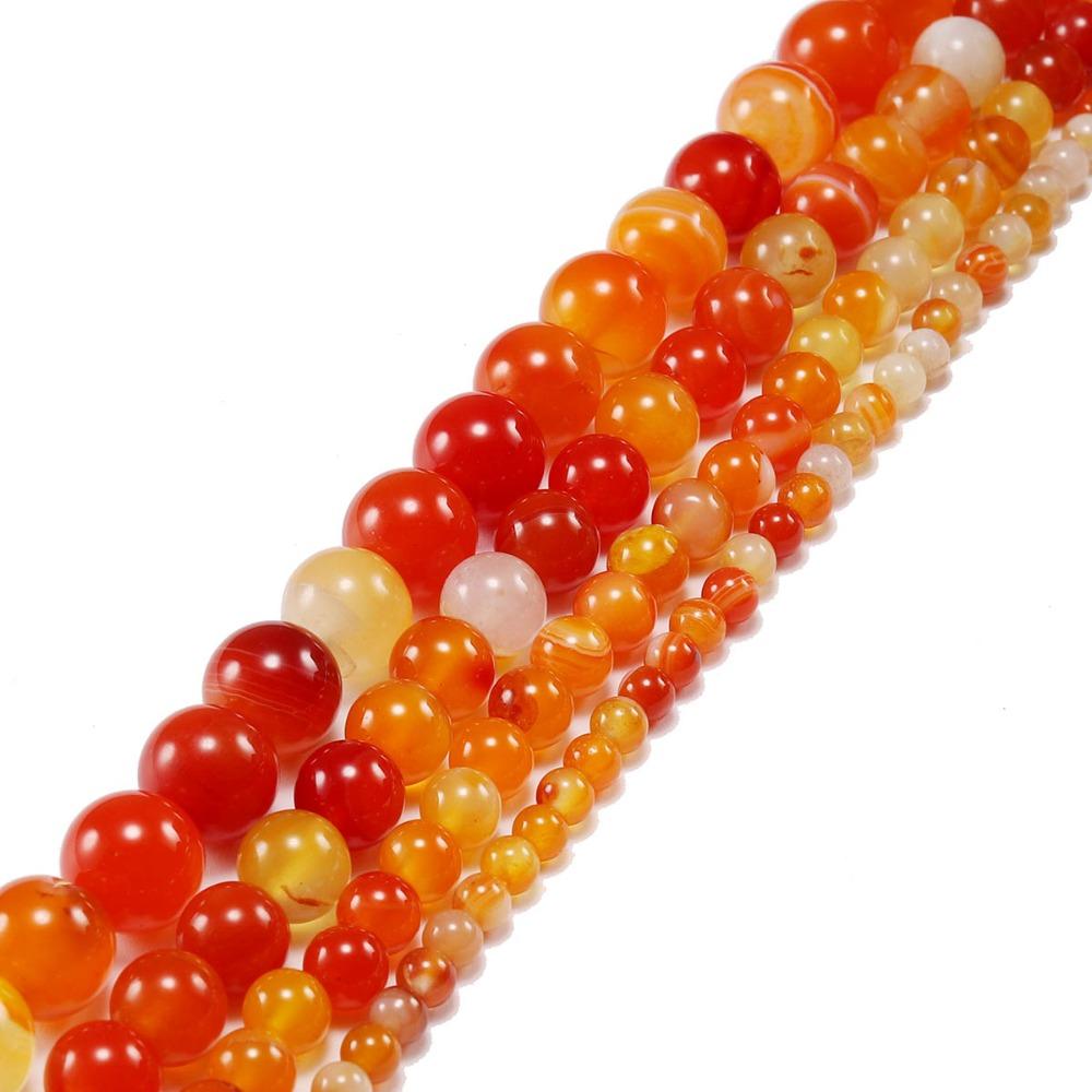 4/6/8/10/12mm Natural Orange Banded Agat Natural Stone Round Beads For Jewelry Making DIY Bracelet Necklace Earring 1strand/lot