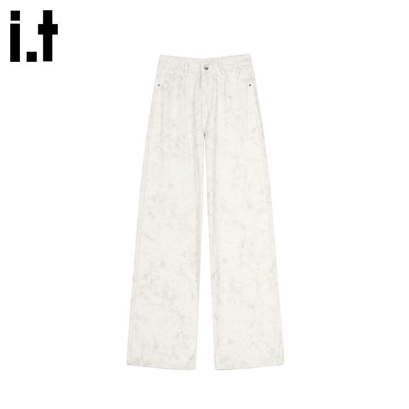 CHOCOOLATEit Women s High-Waisted Wide-Leg Straight Jeans L