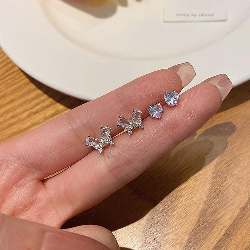 

4 шт./компл. простые серьги-гвоздики в форме сердца и бабочки для женщин Y2K Punk Light Luxury Exquisite Свадебные украшения Подарки серебряный