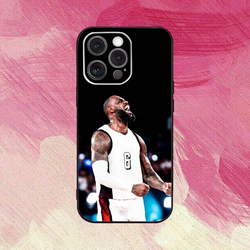 

Basketball L-Lebron James 23 Phone Case For iPhone17,16,15,14,13,12,11 Plus,Pro Max Soft Black Cover iPhone14