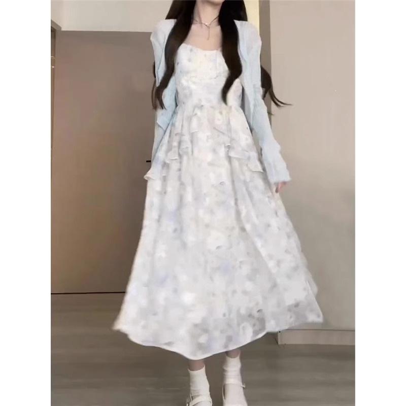 Sweet and spicy lotus leaf edge 2026 new French temperament niche floral dress women's summer new suspender skirt