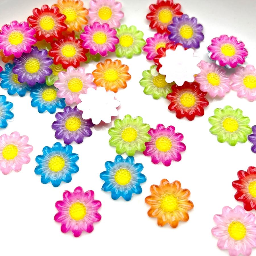 20 Pieces of 20mm Colorful Flower Shaped Rhinestone Flat Back Scrapbook Suitable for DIY Decoration, Jewelry Gift Decoration