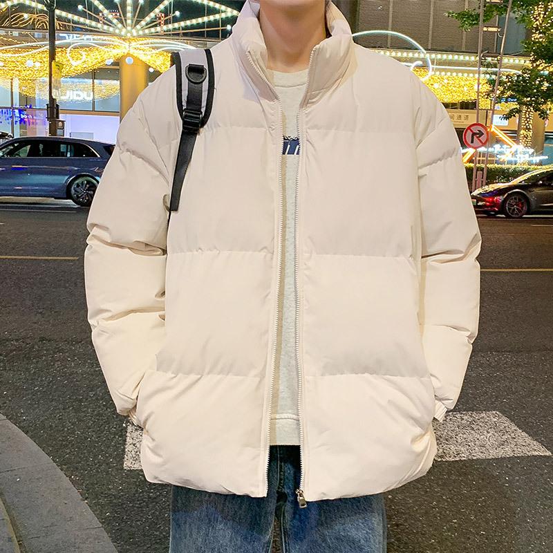 Padded Clothes Men's Winter New American Retro Thickened Loose Padded Clothes Jacket Solid Color Large Size Stand-up Collar Bread Clothes Padded