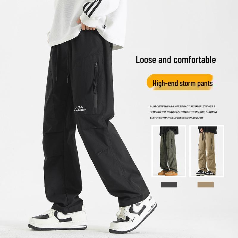 2024 Men's Trendy High Street Cargo Pants: Spring/Autumn, Handsome Loose Fit, Waterproof for Outdoor and Mountaineering