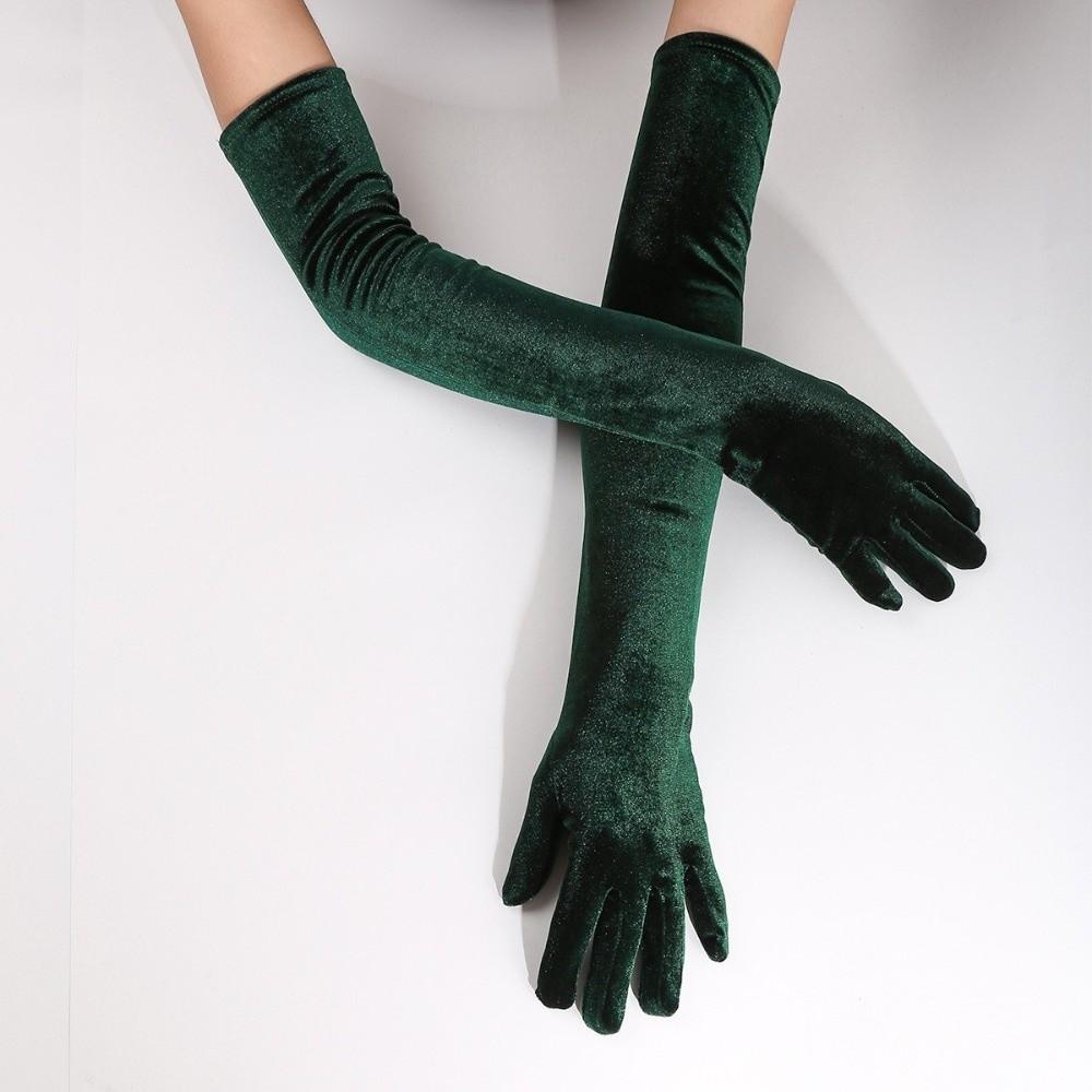 Full Finger Velvet Long Gloves 53cm Party Mittens Fashion Women's Fluffy Gloves Party