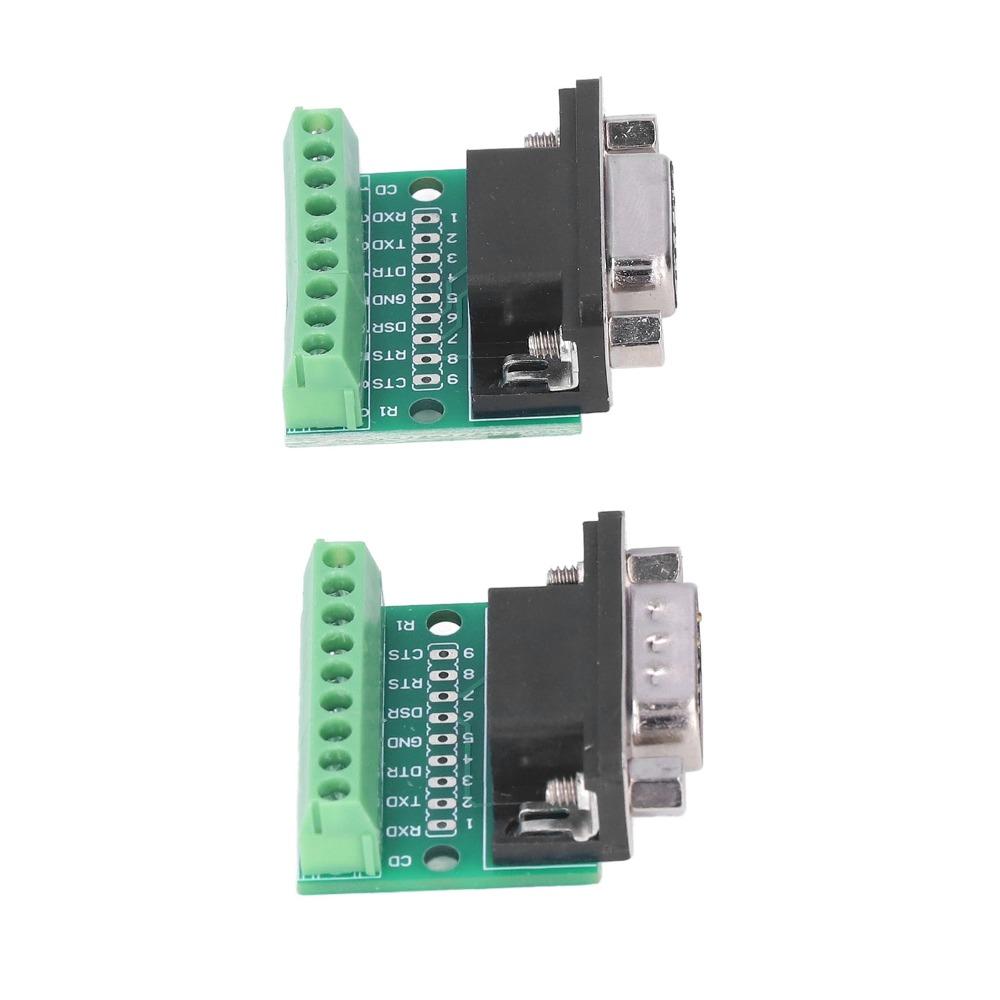 1 Pair DB9 Male Female DB9 Connector Adapter 9 Pin Screw Terminal Conversion Board Durable High Reliability for RS232 RS485