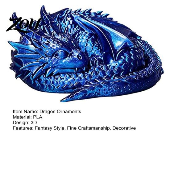 Cute Fantasy Desktop Ornament 3D Printed Golden Dragon Statue, Ornament, Collectible Stable Display Cabinet Piece Art Craft Toy, Unique Gift for Kids