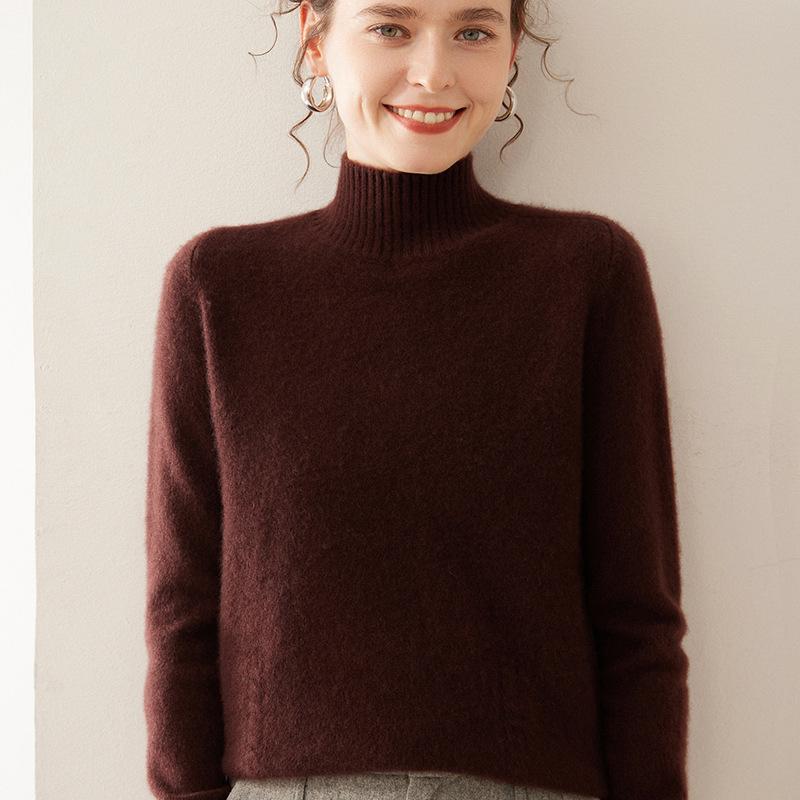 Women's Cashmere Knit Long Sleeve Base Layer - Soft, Warm, and Skin-Friendly for Autumn/Winter