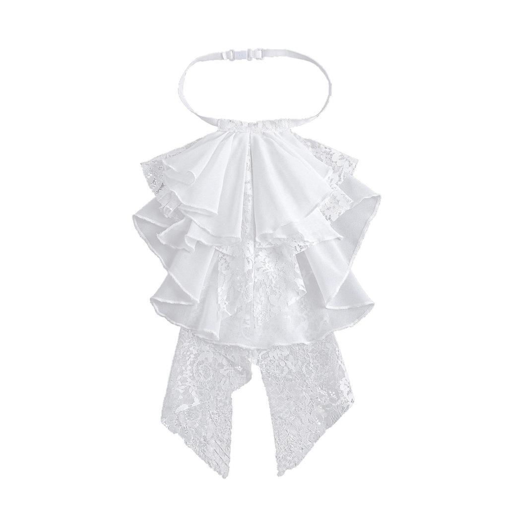 Unisex Retro Lace Ruff Collar Scarf with Artistic Bow Tie Accessory