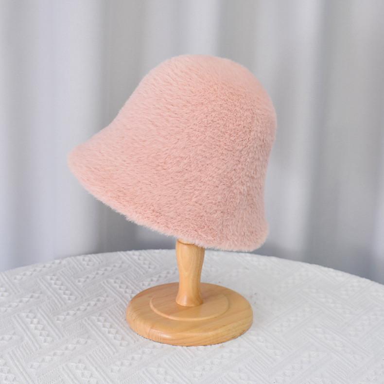 Polyester Winter Fleece Bucket Hat With Windproof And Warmth For Women